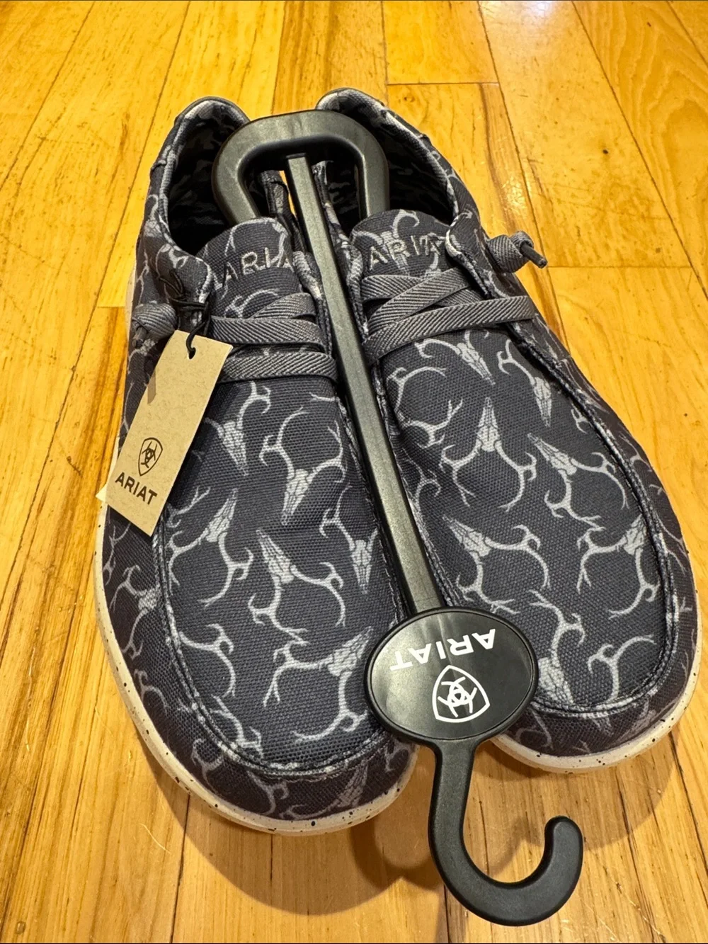 Ariat Black Slip-On Loafers with White Antler Pattern